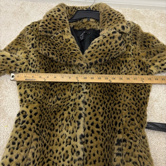 Y2K 90s Faux Fur Leopard Coat Arden B Belted Womens Medium - Picture 8 of 11